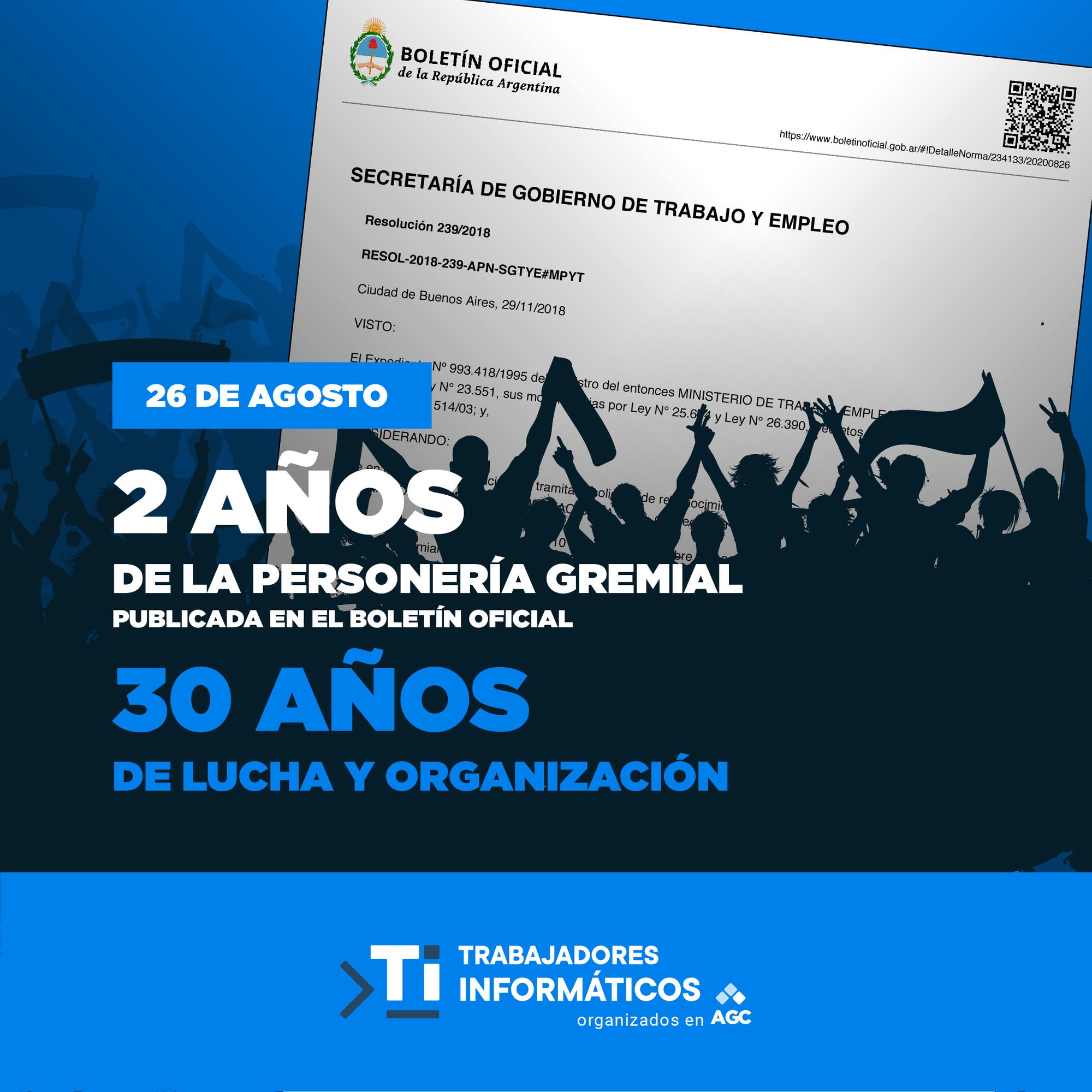 Dos años de la personería gremial de la Asociación Gremial de Computación